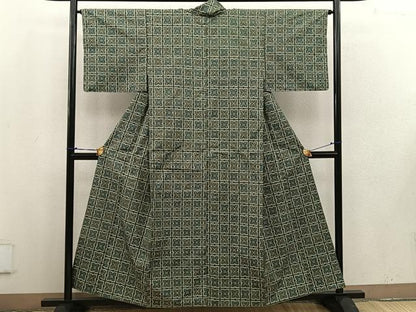 平和屋着物■上質な紬　草花文　正絹　逸品　BAAV1398mz