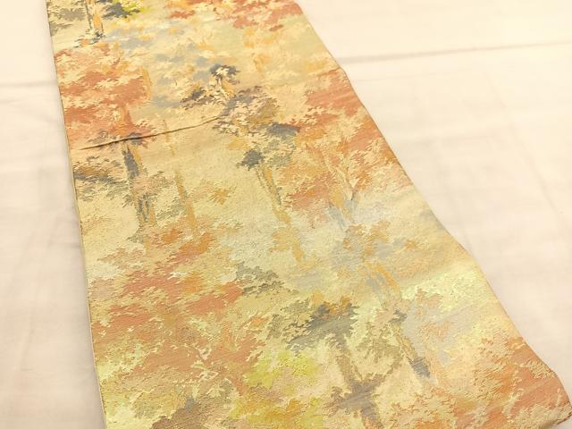 平和屋着物◎六通柄袋帯　樹林文　金銀糸　正絹　逸品　BAAV1487hv