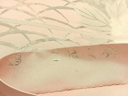 平和屋着物◎西陣　服部織物謹製　六通柄袋帯　牡丹　こはく錦　手工芸　金銀糸　正絹　逸品　BAAV1491hv