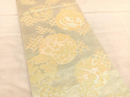 平和屋着物◎六通柄袋帯　蒔絵四君子　准朱摺箔織　正絹　逸品　BAAV1492hv