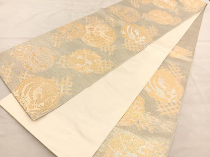 平和屋着物◎六通柄袋帯　蒔絵四君子　准朱摺箔織　正絹　逸品　BAAV1492hv