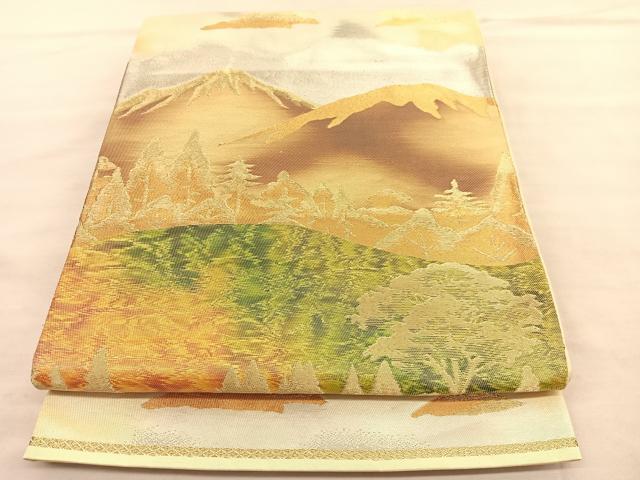 平和屋着物◎六通柄袋帯 遠山風景文 金銀糸 正絹 逸品 BAAV1499hv