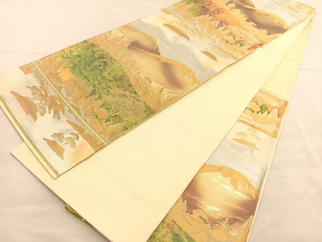 平和屋着物◎六通柄袋帯 遠山風景文 金銀糸 正絹 逸品 BAAV1499hv
