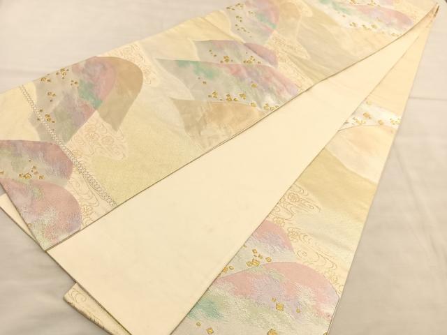 平和屋着物◎六通柄袋帯 重ね山流水花文 金銀糸 正絹 逸品 BAAV1506hv