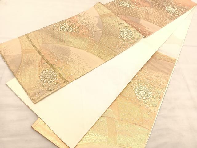 平和屋着物◎西陣 六通柄袋帯 唐織 正倉院籬文 金銀糸 証紙付き 正絹 逸品 BAAV1509hv