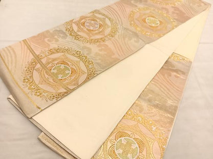 平和屋着物◎六通柄袋帯 唐織 飾花文 金銀糸 正絹 逸品 BAAV1531hv