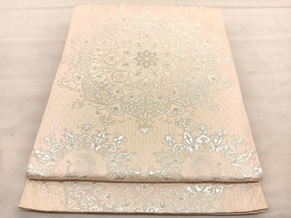 平和屋着物◎六通柄袋帯 宝相華 銀糸 正絹 逸品 BAAV1535hv