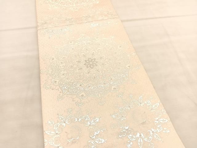 平和屋着物◎六通柄袋帯 宝相華 銀糸 正絹 逸品 BAAV1535hv
