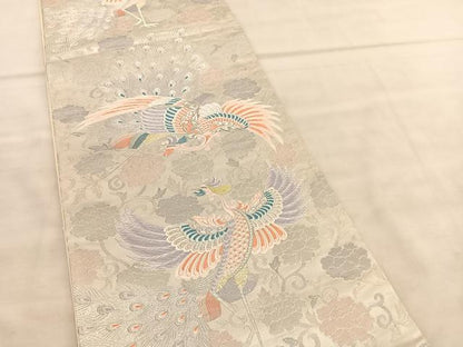平和屋着物◎六通柄袋帯　唐織　鳳凰花唐草文　九百錦　プラチナ箔　正絹　逸品　BAAV1540hv