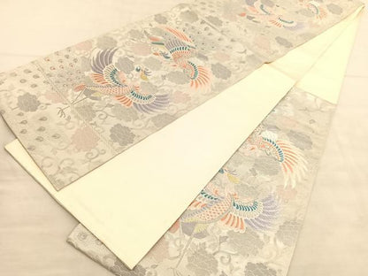 平和屋着物◎六通柄袋帯　唐織　鳳凰花唐草文　九百錦　プラチナ箔　正絹　逸品　BAAV1540hv