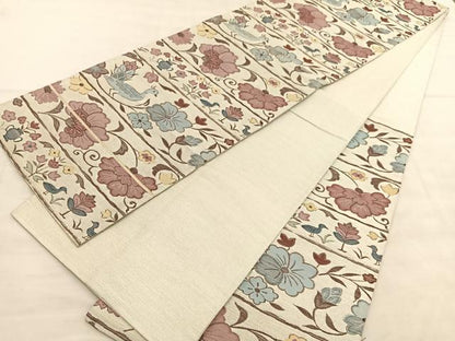 平和屋着物◎六通柄袋帯 花鳥文 正絹 逸品 BAAV1544hv