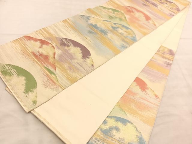 平和屋着物●西陣 川島織物謹製 六通柄 本袋帯 遠山文 金銀糸 正絹 逸品 BAAV1557hv