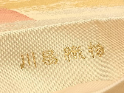 平和屋着物●西陣 川島織物謹製 六通柄 本袋帯 遠山文 金銀糸 正絹 逸品 BAAV1557hv
