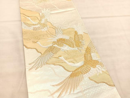 平和屋着物◎六通柄袋帯　唐織　慶長錦　飛鶴文　金銀糸　正絹　逸品　BAAV1569hv