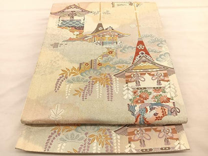 平和屋着物◎六通柄袋帯　唐織　鉾　金銀糸　正絹　逸品　BAAV1589hv