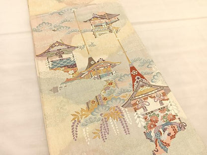 平和屋着物◎六通柄袋帯　唐織　鉾　金銀糸　正絹　逸品　BAAV1589hv