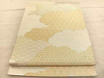 平和屋着物◎六通柄袋帯　雲取り有職文様　金銀糸　正絹　逸品　BAAV1595hv