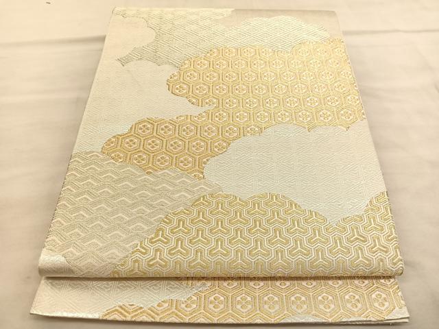 平和屋着物◎六通柄袋帯　雲取り有職文様　金銀糸　正絹　逸品　BAAV1595hv