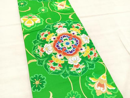 平和屋着物◎西陣 六通柄袋帯 唐織 唐花 宝相華 金糸 正絹 逸品 BAAV1602hv