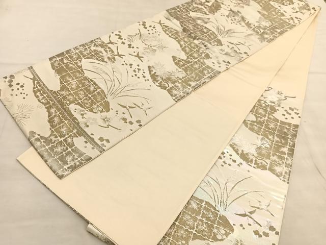 平和屋着物◎西陣　六通柄袋帯　花鳥文　金銀糸　正絹　逸品　BAAV1612hv