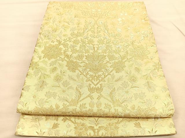 平和屋着物◎西陣 かるべ謹製 六通柄袋帯 更紗花菱文 金銀糸 証紙付き 正絹 逸品 BAAV1627hv