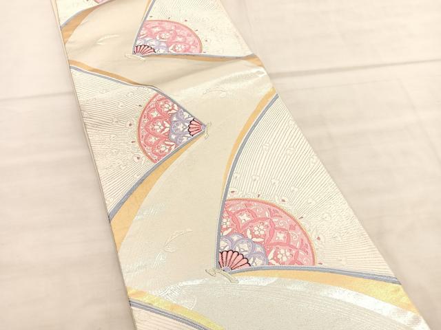 平和屋着物◎六通柄袋帯 唐織 孔雀舞蝶文 金銀糸 正絹 逸品 BAAV1633hv