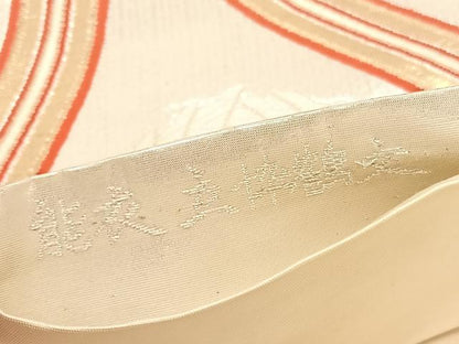 平和屋着物◎六通柄袋帯 唐織 能衣立枠鶴文 金糸 正絹 逸品 BAAV1641hv