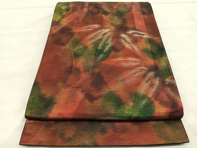 平和屋着物◎六通柄袋帯 笹竹文 金糸 正絹 逸品 BAAV1643hv