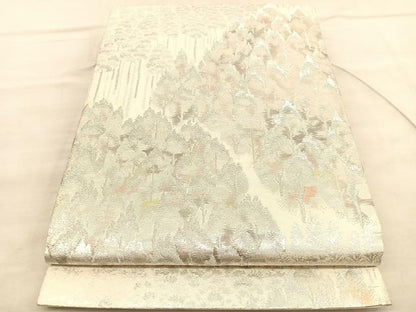 平和屋着物◎六通柄袋帯　古京錦　樹林文　二重引箔　銀糸　正絹　逸品　BAAV1645hv