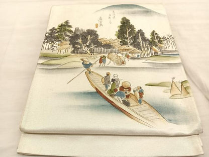 平和屋着物◎太鼓柄 京袋帯 手描き 東海道五十三次 引箔 正絹 逸品 BAAV1646hv