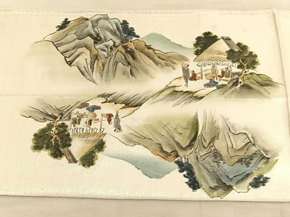 平和屋着物◎太鼓柄 京袋帯 手描き 東海道五十三次 引箔 正絹 逸品 BAAV1646hv