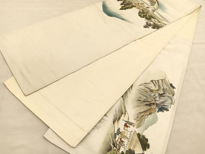 平和屋着物◎太鼓柄 京袋帯 手描き 東海道五十三次 引箔 正絹 逸品 BAAV1646hv
