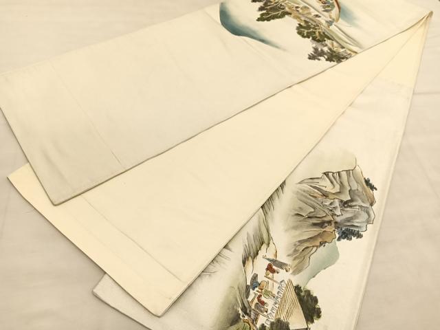 平和屋着物◎太鼓柄 京袋帯 手描き 東海道五十三次 引箔 正絹 逸品 BAAV1646hv