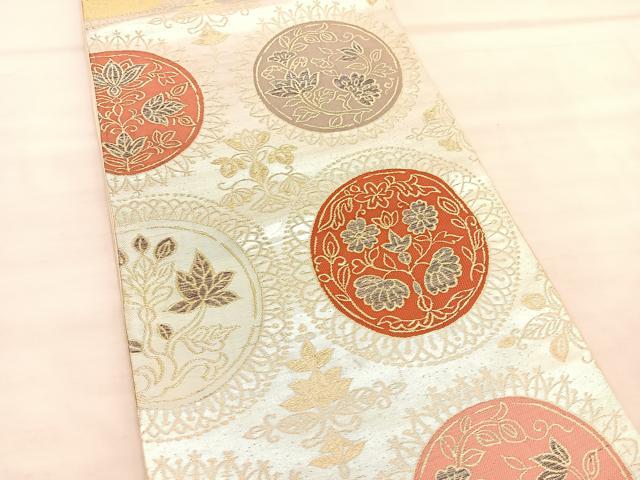 平和屋着物◎六通柄袋帯　花丸文　金銀糸　BAAV1661hv