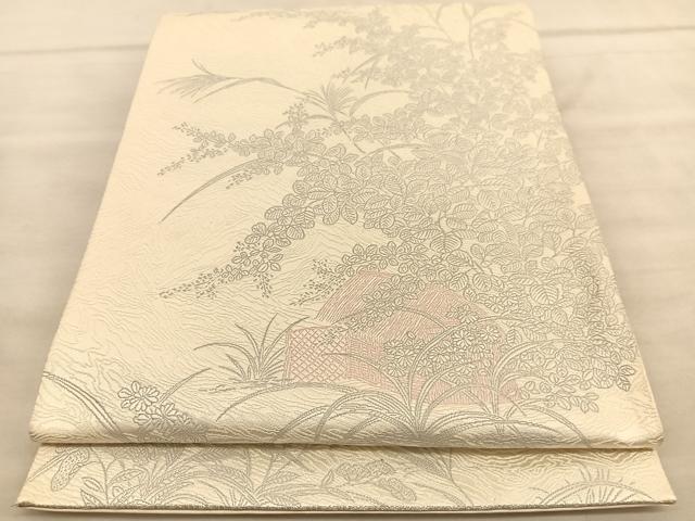平和屋着物◎六通柄袋帯 御所解秋草文 正絹 逸品 BAAV1662hv