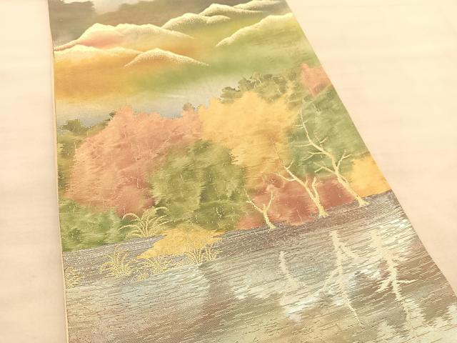 平和屋着物◎西陣 六通柄袋帯 風景文 金銀糸 正絹 逸品 BAAV1663hv