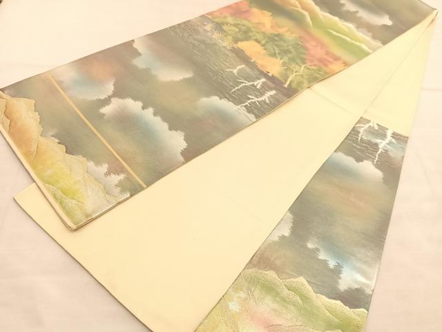 平和屋着物◎西陣 六通柄袋帯 風景文 金銀糸 正絹 逸品 BAAV1663hv