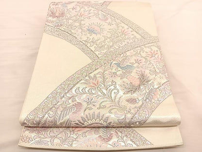 平和屋着物◎六通柄袋帯　唐織　青海更紗文　プラチナ箔　正絹　逸品　BAAV1705hv