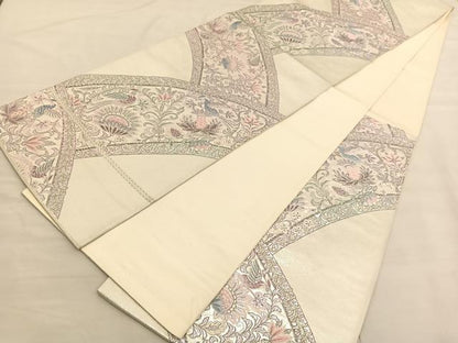平和屋着物◎六通柄袋帯　唐織　青海更紗文　プラチナ箔　正絹　逸品　BAAV1705hv