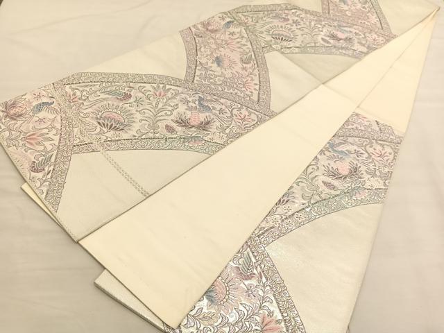 平和屋着物◎六通柄袋帯　唐織　青海更紗文　プラチナ箔　正絹　逸品　BAAV1705hv