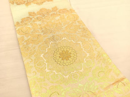 平和屋着物◎六通柄袋帯　飾花文　金糸　正絹　逸品　BAAV1723hv