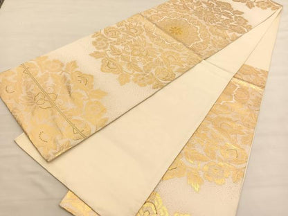 平和屋着物◎六通柄袋帯　飾花文　金糸　正絹　逸品　BAAV1723hv