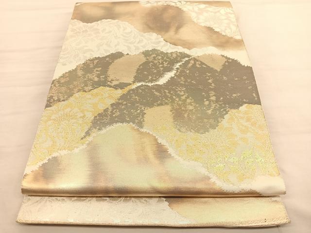 平和屋着物◎西陣 服部織物謹製 六通柄袋帯 こはく錦 道長更紗花文 金銀糸 正絹 逸品 BAAV1727hv