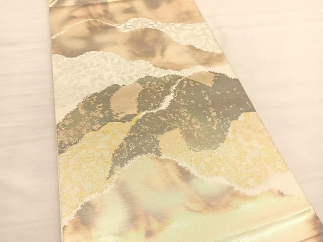 平和屋着物◎西陣 服部織物謹製 六通柄袋帯 こはく錦 道長更紗花文 金銀糸 正絹 逸品 BAAV1727hv