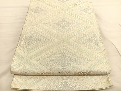 平和屋着物◎六通柄袋帯 唐織 花菱文 銀糸 正絹 逸品 BAAV1735hv