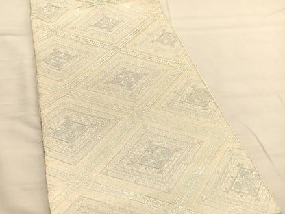 平和屋着物◎六通柄袋帯 唐織 花菱文 銀糸 正絹 逸品 BAAV1735hv