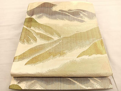 平和屋着物◎六通柄袋帯 遠山文 金糸 正絹 逸品 BAAV1743hv