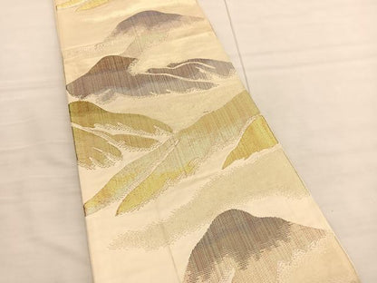 平和屋着物◎六通柄袋帯 遠山文 金糸 正絹 逸品 BAAV1743hv