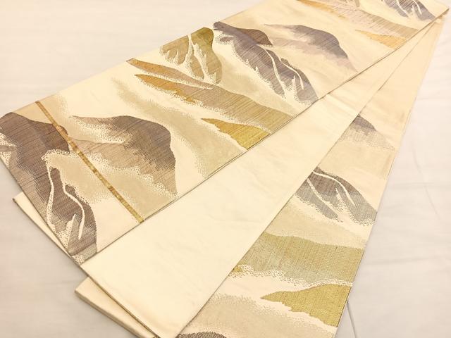平和屋着物◎六通柄袋帯 遠山文 金糸 正絹 逸品 BAAV1743hv