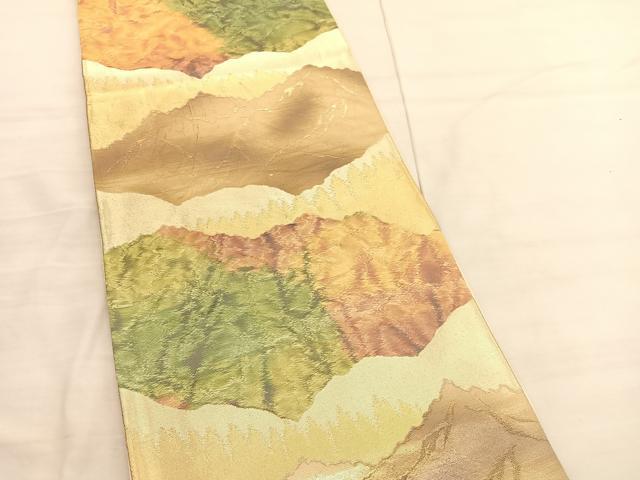 平和屋着物◎六通柄袋帯 山脈文様 金糸 正絹 逸品 BAAV1745hv